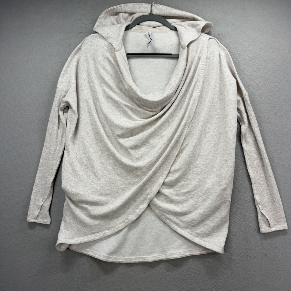 Athleta Hoodie Womens XS Extra Small Grey Wrap‎ Crossover Sweatshirt Pullover